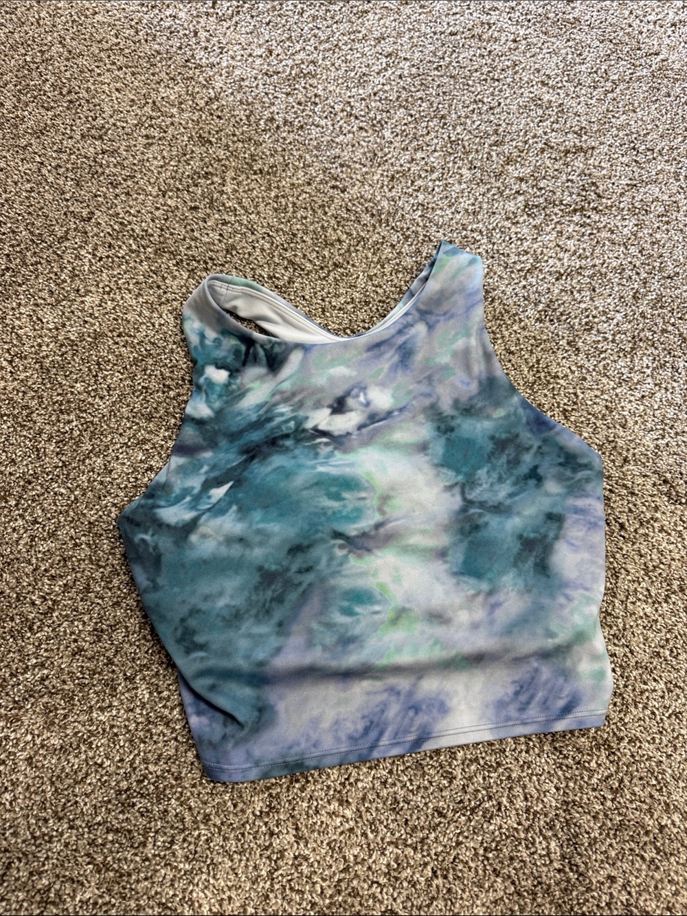 ATHLETA Tie-Dye High-Neck Crop Top in Teal and Lavender - Women